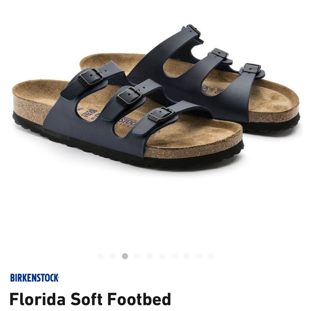 Black leather Florida Soft Footbed Birkenstocks